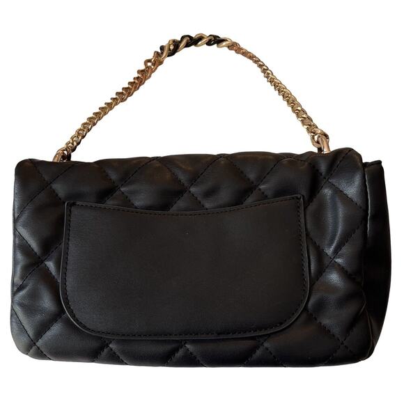 Badgley Mischka Purse Shoulder Bag Black Quilted Gold Chain Pockets - Picture 6 of 9